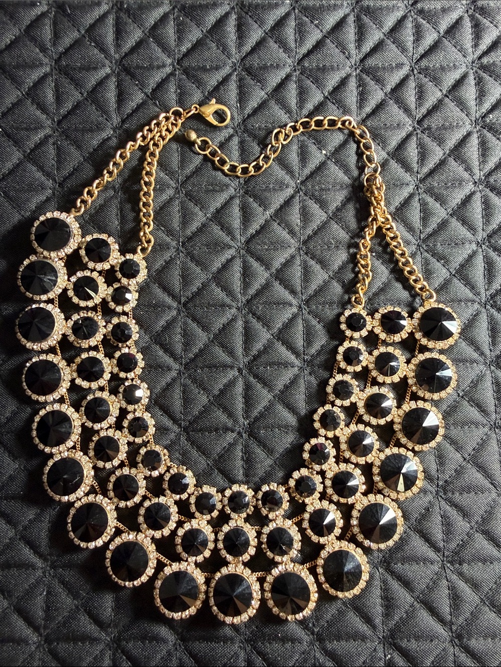 Elegant Gold-Tone Black Statement Necklace